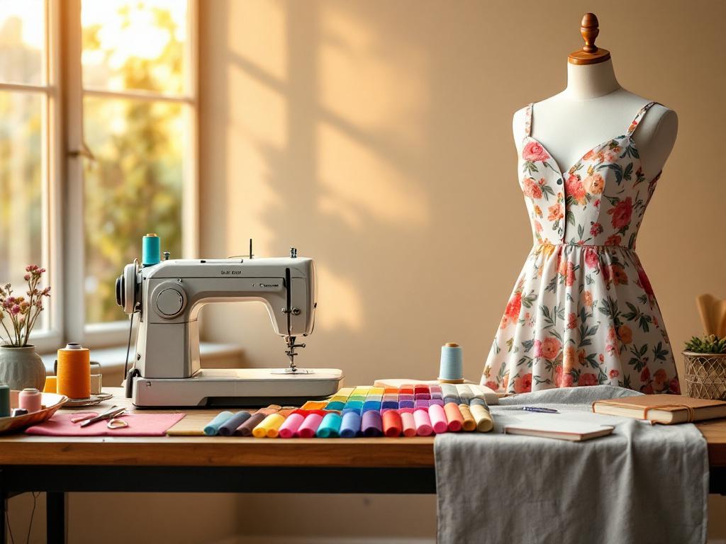 image d'une table de couture et d'un manequin de couture